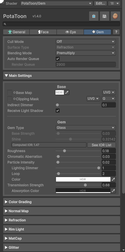 GemMaterialSettings